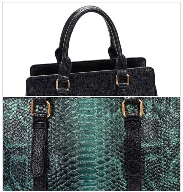 POISE Women Fashion Snake Pattern Leather Handbags - Image 4