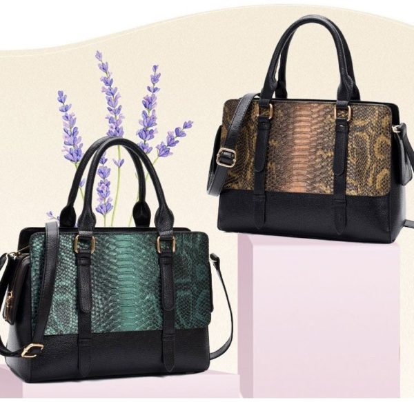 POISE Women Fashion Snake Pattern Leather Handbags - Image 3